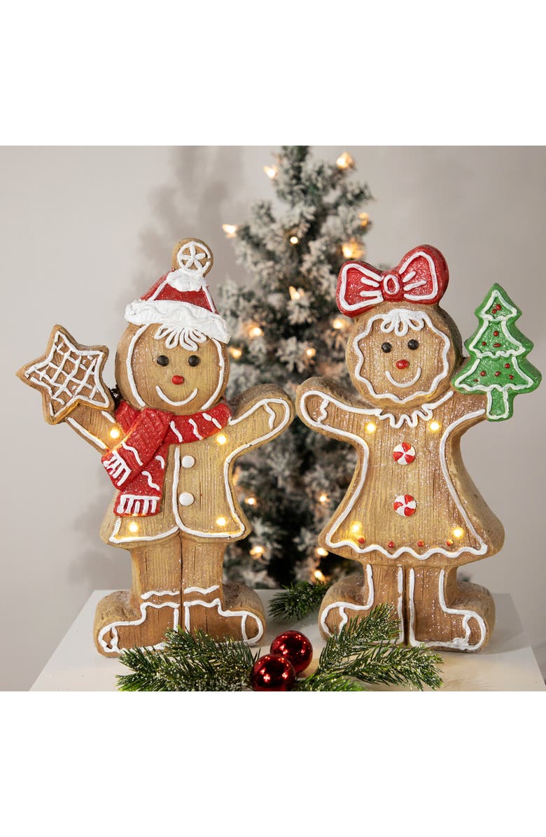 Northlight LED Lighted Gingerbread Girl Christmas Figurine - 15.25", Alternate, color, Brown