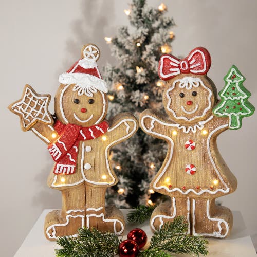 Northlight Led Lighted Gingerbread Girl Christmas Figurine In Brown