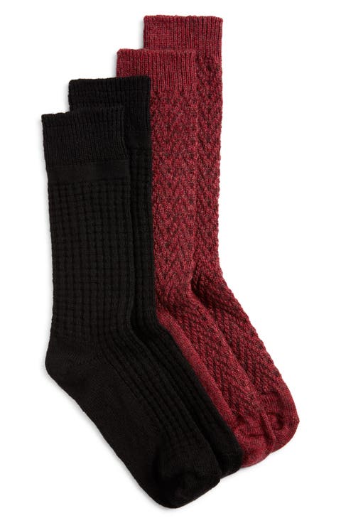 Assorted 2-Pack Textured Crew Socks