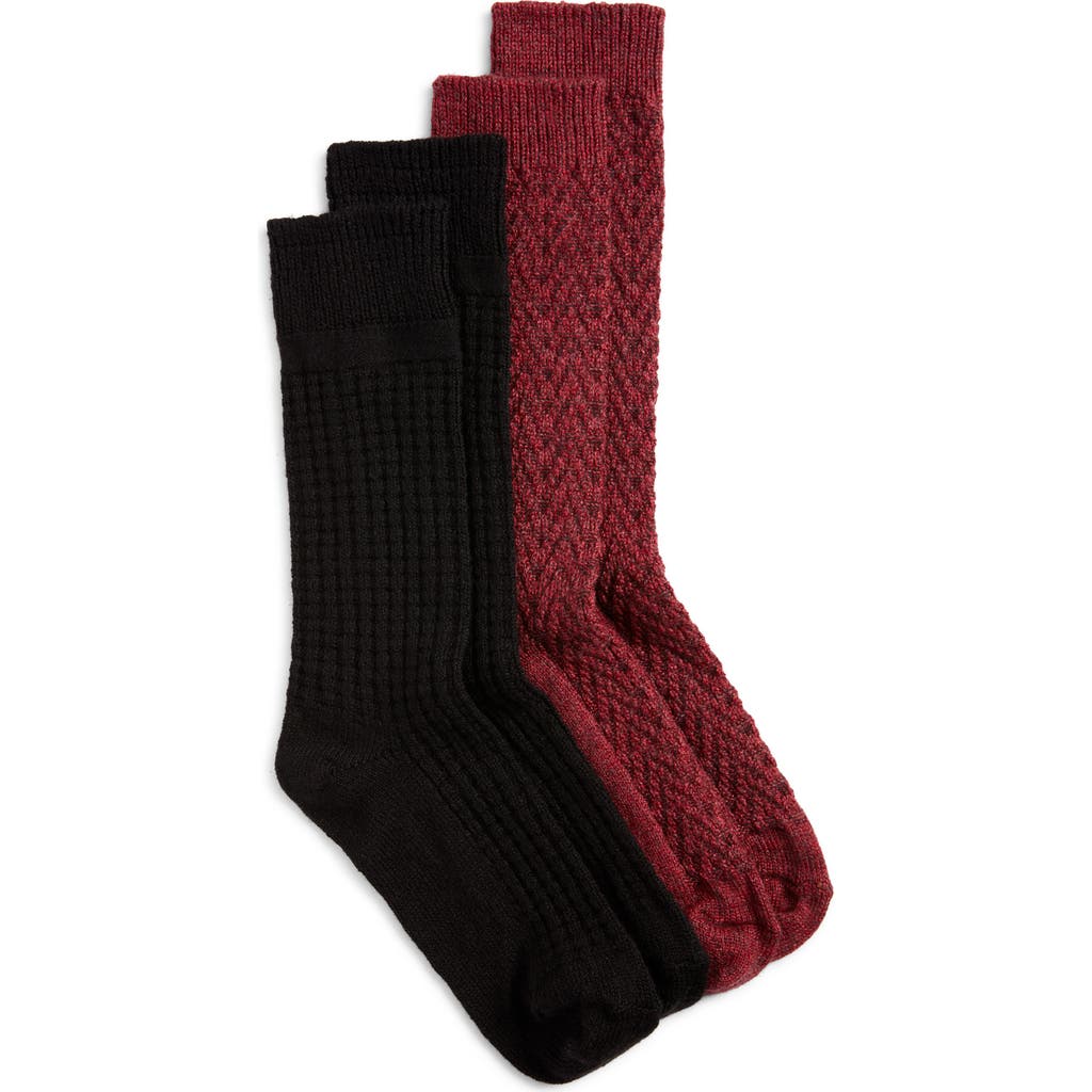Hue Assorted 2-pack Textured Crew Socks In Multi