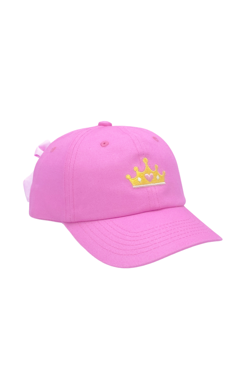 Bits & Bows Princess Crown Twill Bow Baseball Hat In Pink