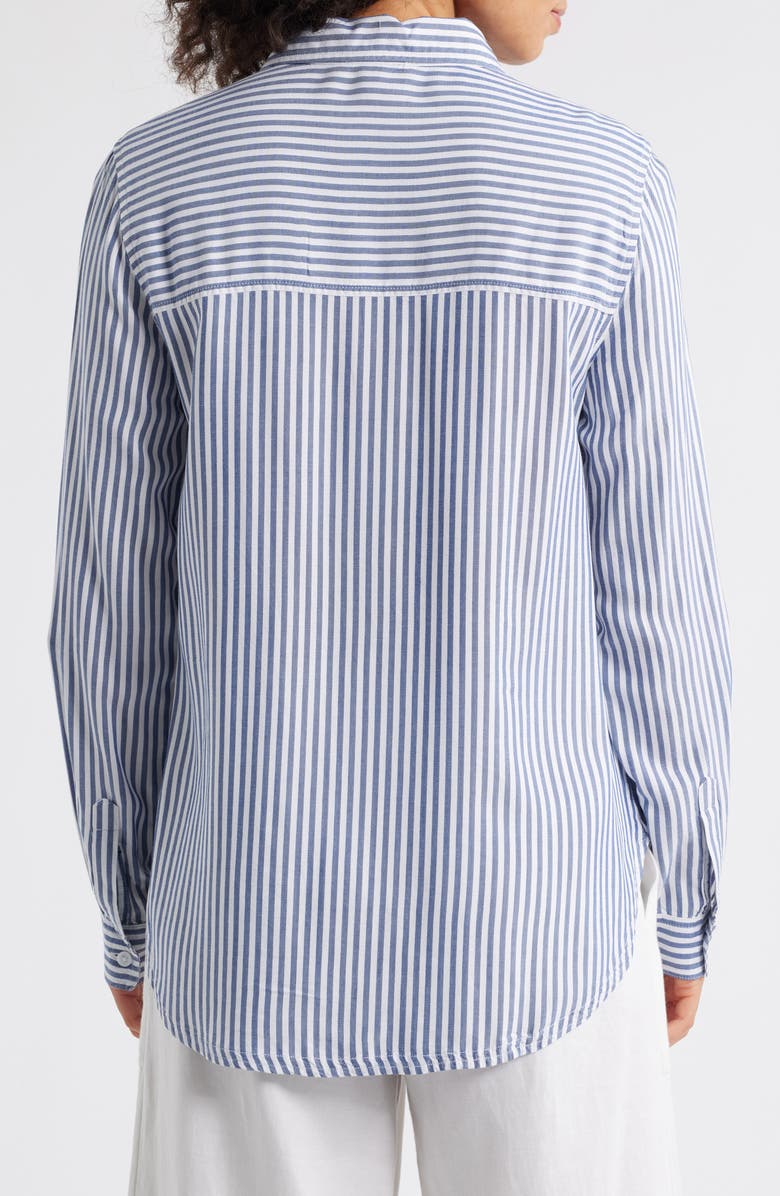 beachlunchlounge Farrah Stripe Button-Up Shirt, Alternate, color, Majestic Blue