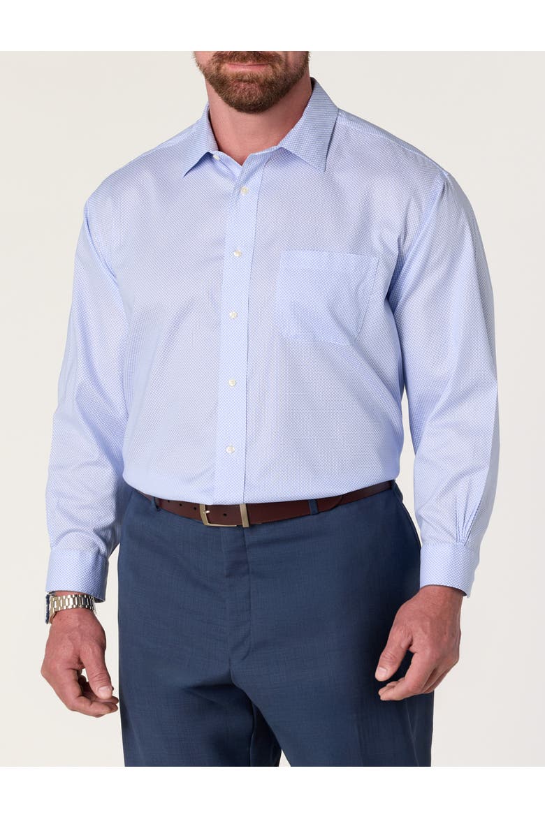 Big & Tall  Non-Iron Geometric Patterned Dress Shirt, Main, color, BLUE