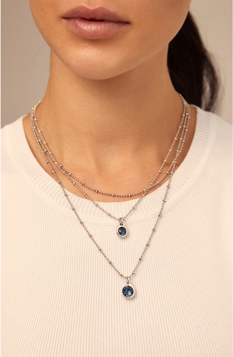 UNODE50 Sterling silver-plated triple midi pendant with crystals, Alternate, color, Silver