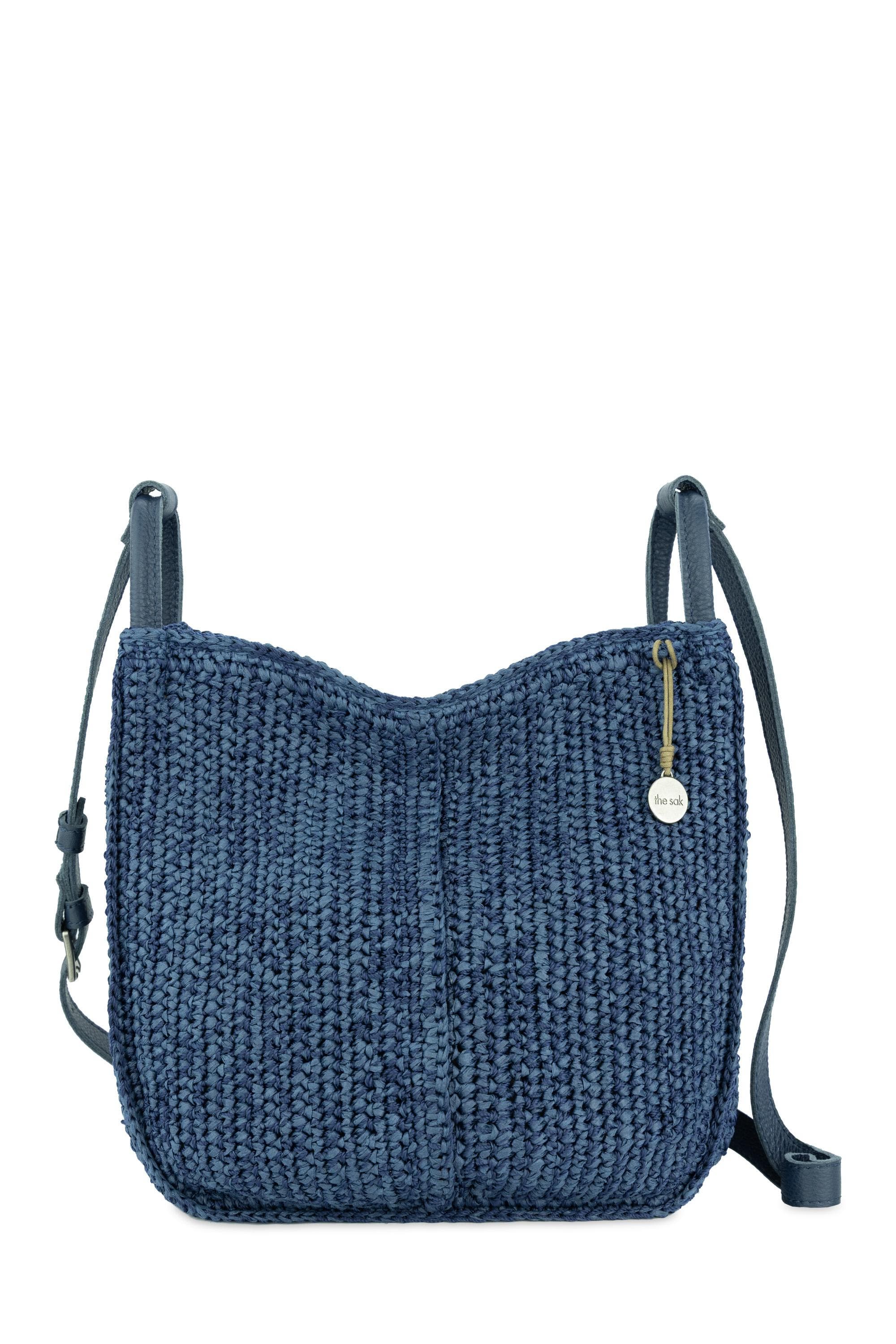 Los Feliz Crossbody Crochet Bag, Main, color, Denim Tonal Straw