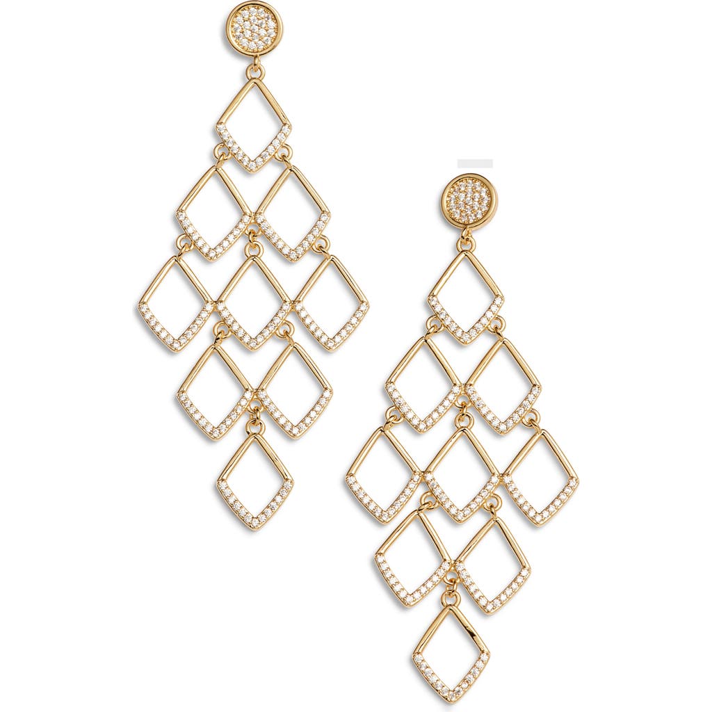 Nordstrom Cubic Zirconia Pavé Lattice Drop Earrings In Clear- Gold
