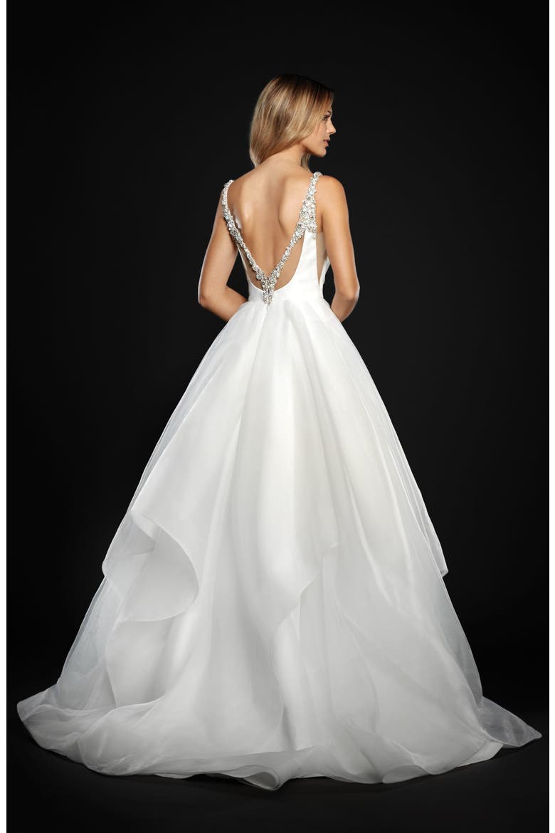 Dare Embellished Draped Organza Ballgown, Alternate, color, IVORY