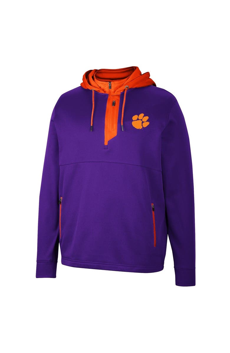 COLOSSEUM Men's Colosseum Purple Clemson Tigers Luge 3.0 Quarter-Zip Hoodie, Alternate, color, Purple