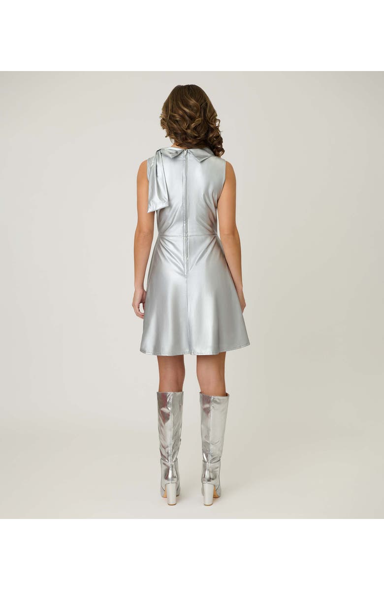 Smak Parlour Knit Mock Neck A-Line Mini Dress, Alternate, color, Silver Metallic