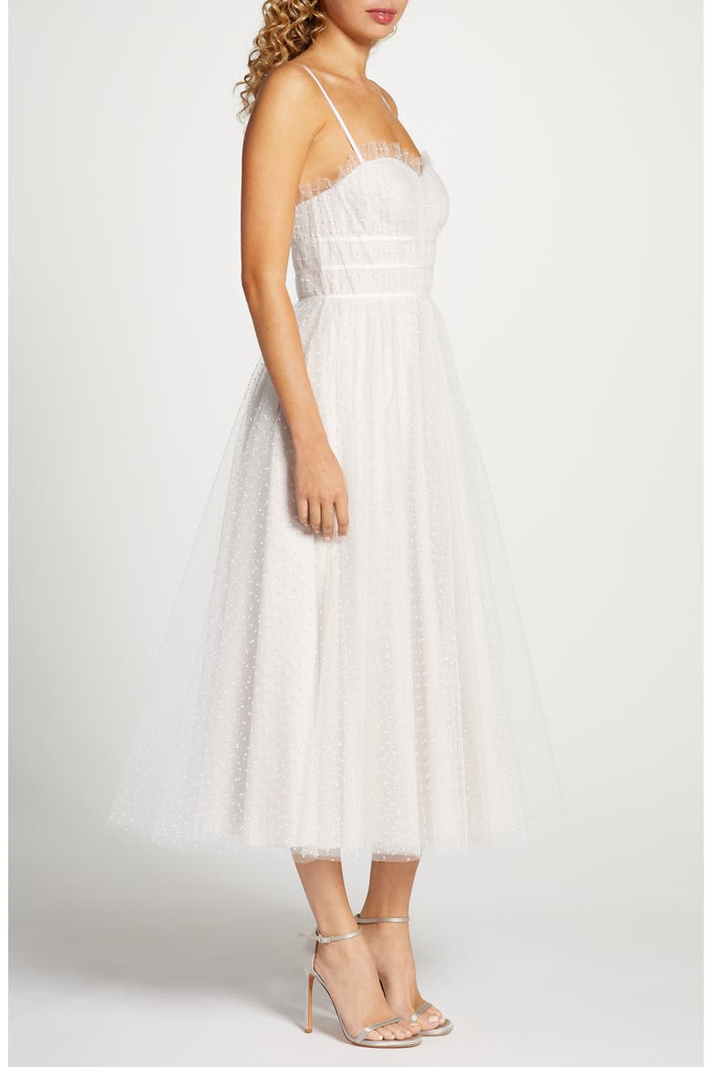 Veronica Swiss Dot Tea Length Wedding Dress, Alternate, color, IVORY/ BLUSH
