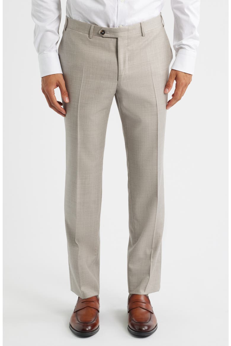 Capri Trim Fit Tan Mélange Super 150s Wool Suit, Alternate, color, BEIGE