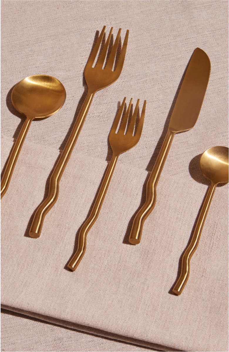 Meso Goods Emma Silverware - Set of 20, Alternate, color, Brass