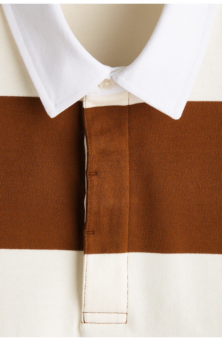 H&M Regular Fit Cotton Rugby Shirt, Alternate, color, Brown/Color Block