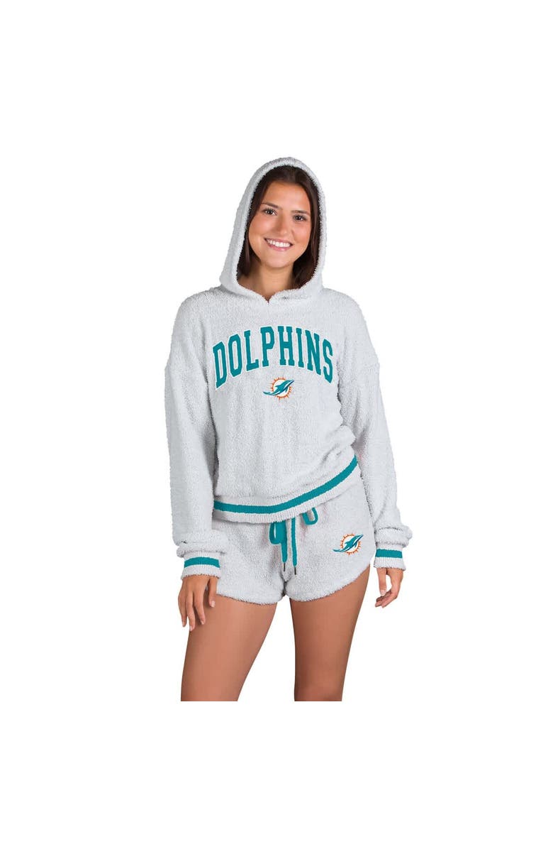 CONCEPTS SPORT Women's Concepts Sport  Gray Miami Dolphins Whitley Long Sleeve Hoodie Top & Shorts Set, Main, color, Gray