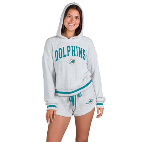 Women's Concepts Sport  Gray Miami Dolphins Whitley Long Sleeve Hoodie Top & Shorts Set