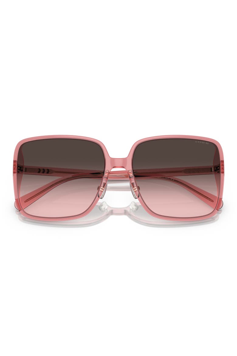 61mm Gradient Square Sunglasses, Main, color, GREY PINK