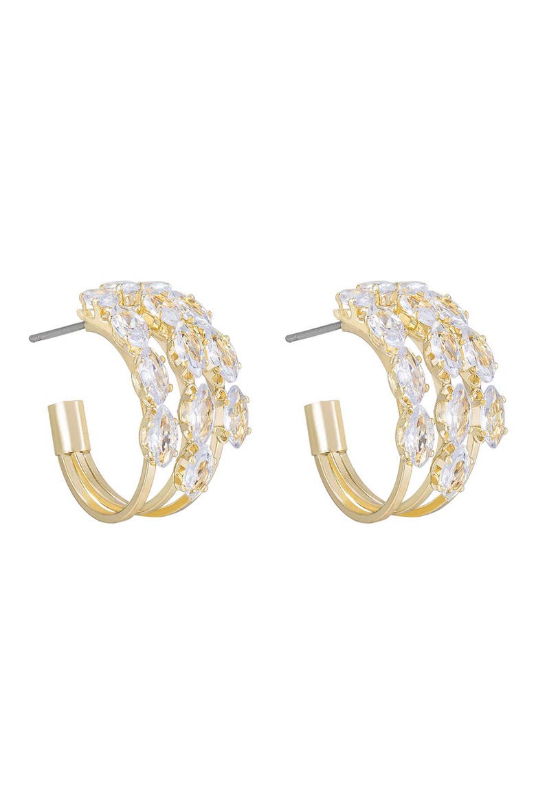 Crystal Huggie Hoop Earrings, Alternate, color, GOLD