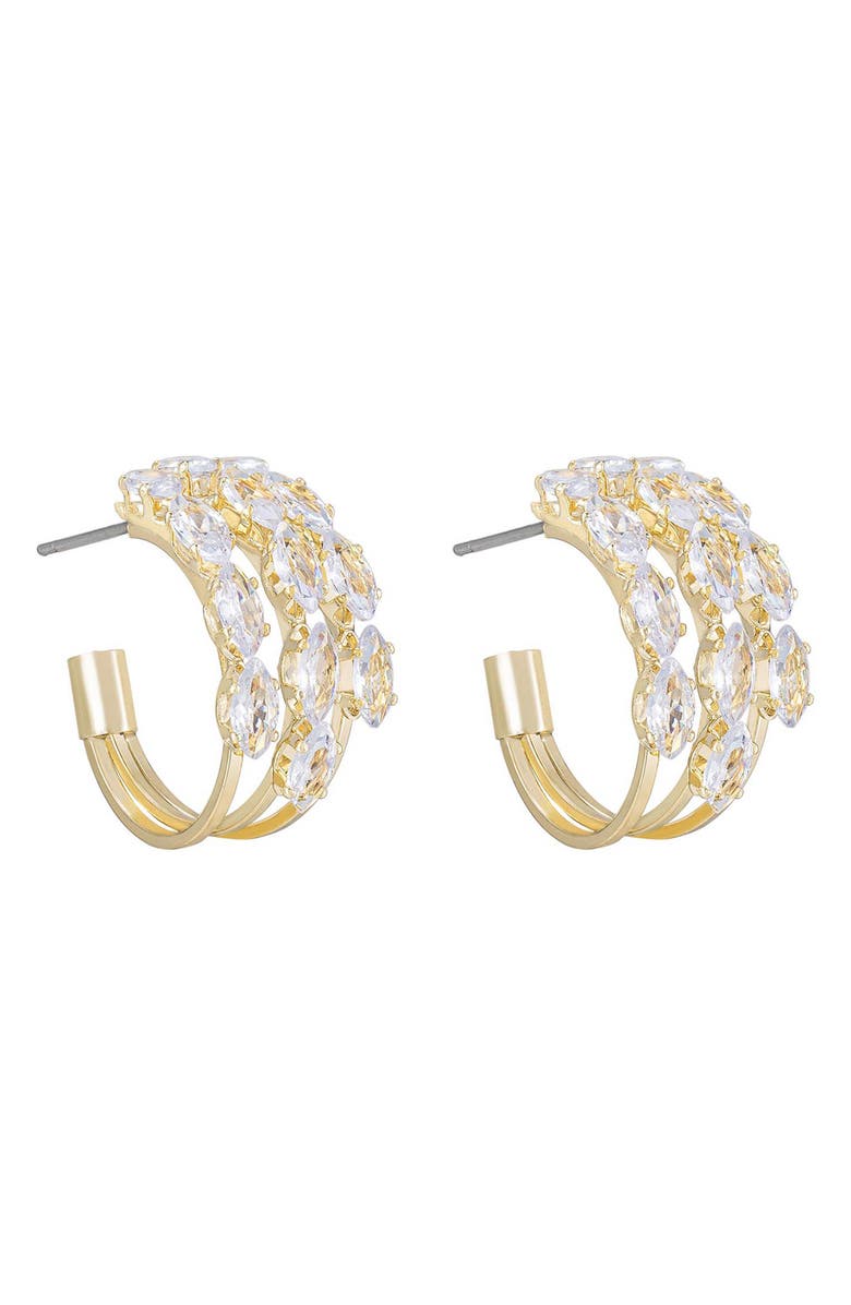 Ettika Crystal Huggie Hoop Earrings, Alternate, color, Gold