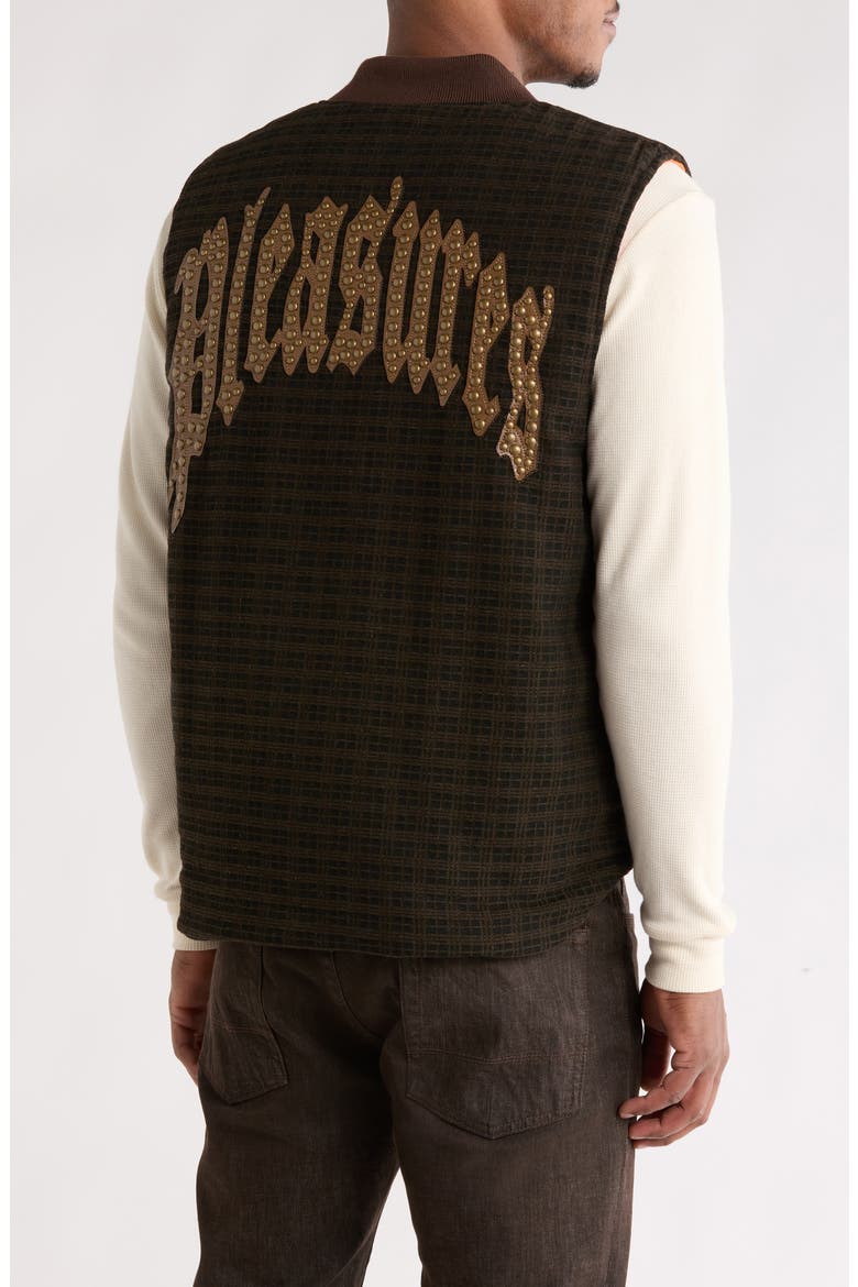 Horns Studded Zip Vest, Alternate, color, BROWN PLAID