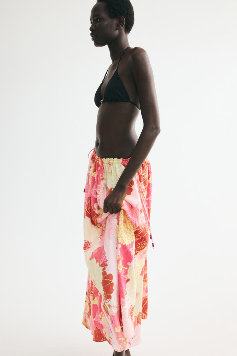 Drawstring Skirt, Alternate, color, Pink/floral