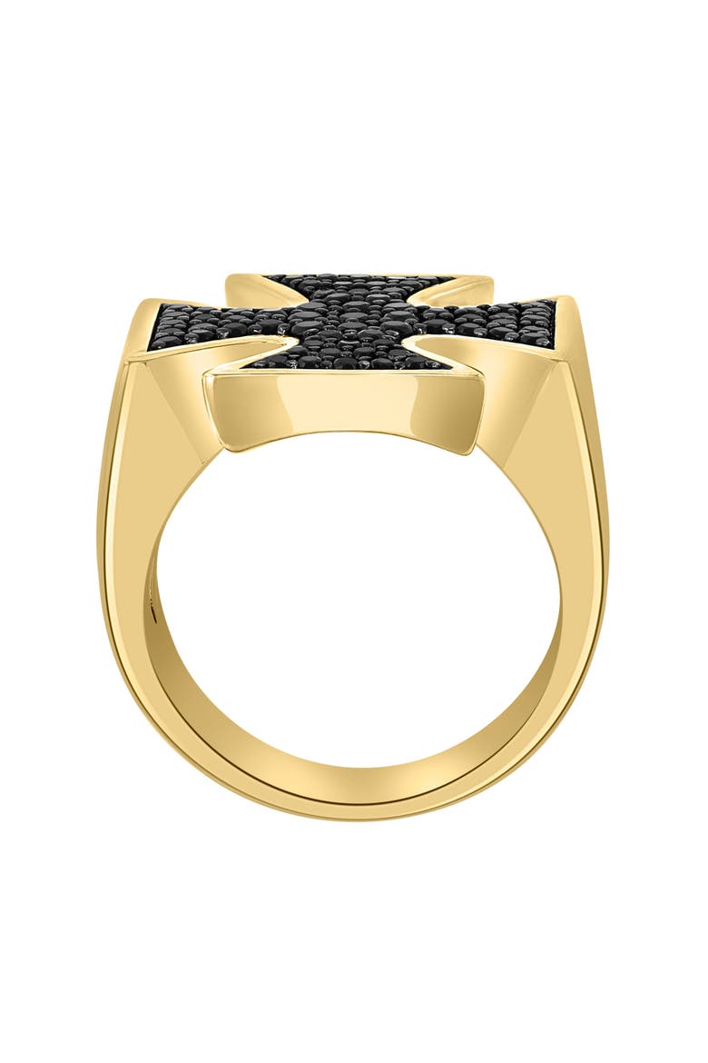 Black Spinel Cross Ring, Alternate, color, BLACK