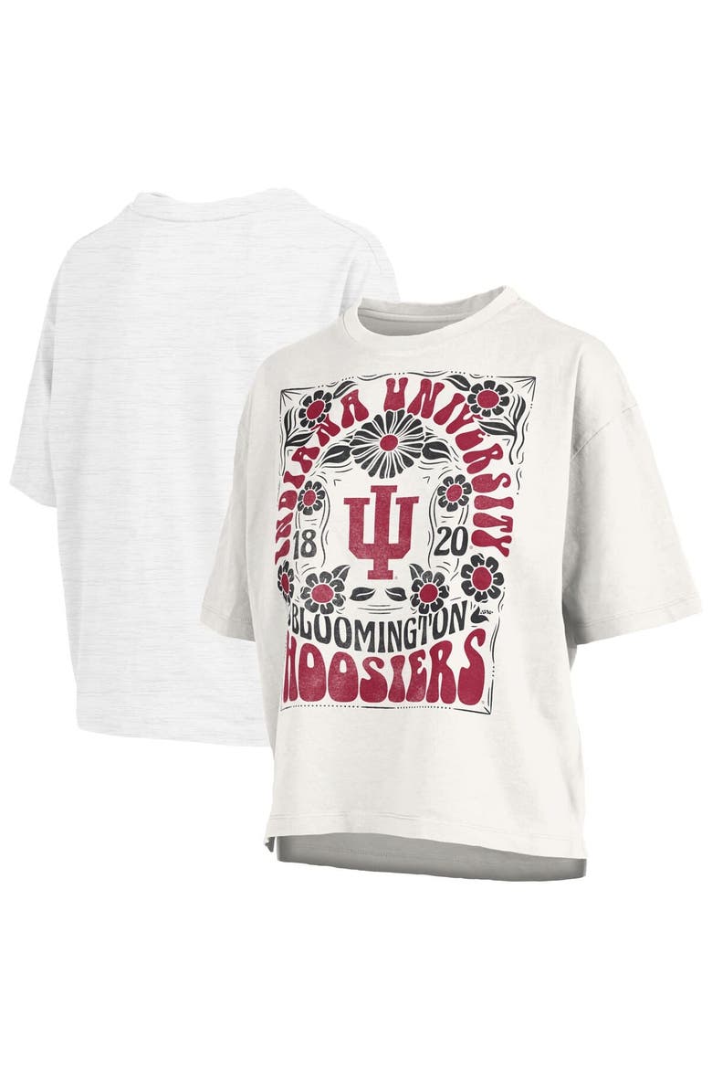 Women's Pressbox White Indiana Hoosiers Harmony Oversized T-Shirt, Main, color, White