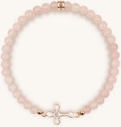 Karma and Luck Loyal Support - Rose Quartz Diamond Cross Bracelet