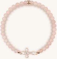 Karma and Luck Loyal Support - Rose Quartz Diamond Cross Bracelet
