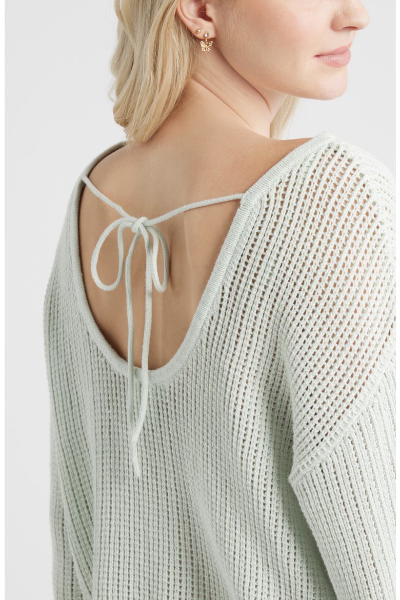 Cotton Open Stitch Sweater, Alternate, color, GREEN CLOUD