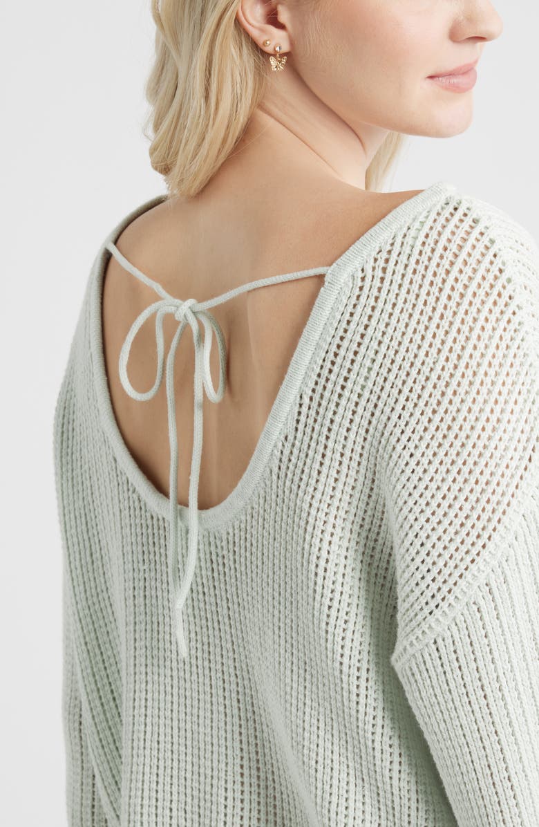 BP. Cotton Open Stitch Sweater, Alternate, color, Green Cloud