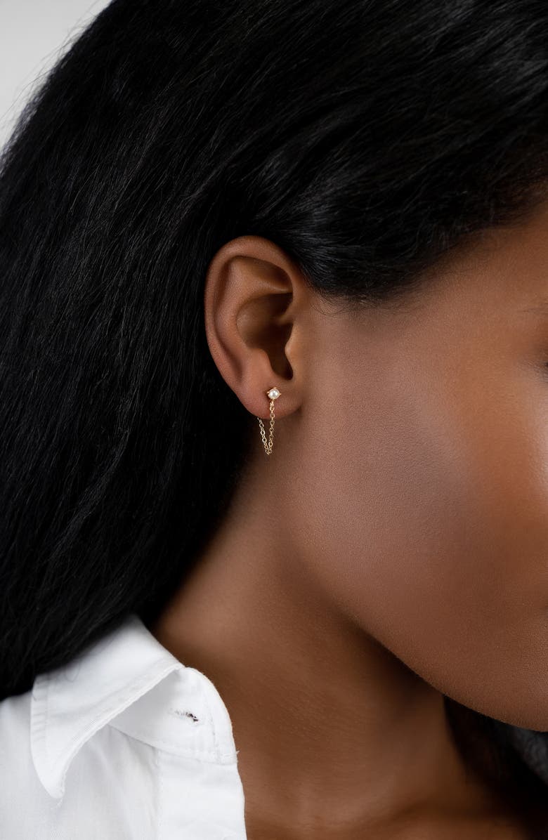 Adornia Chain & Freshwater Pearl Front/Back Earrings, Alternate, color, 