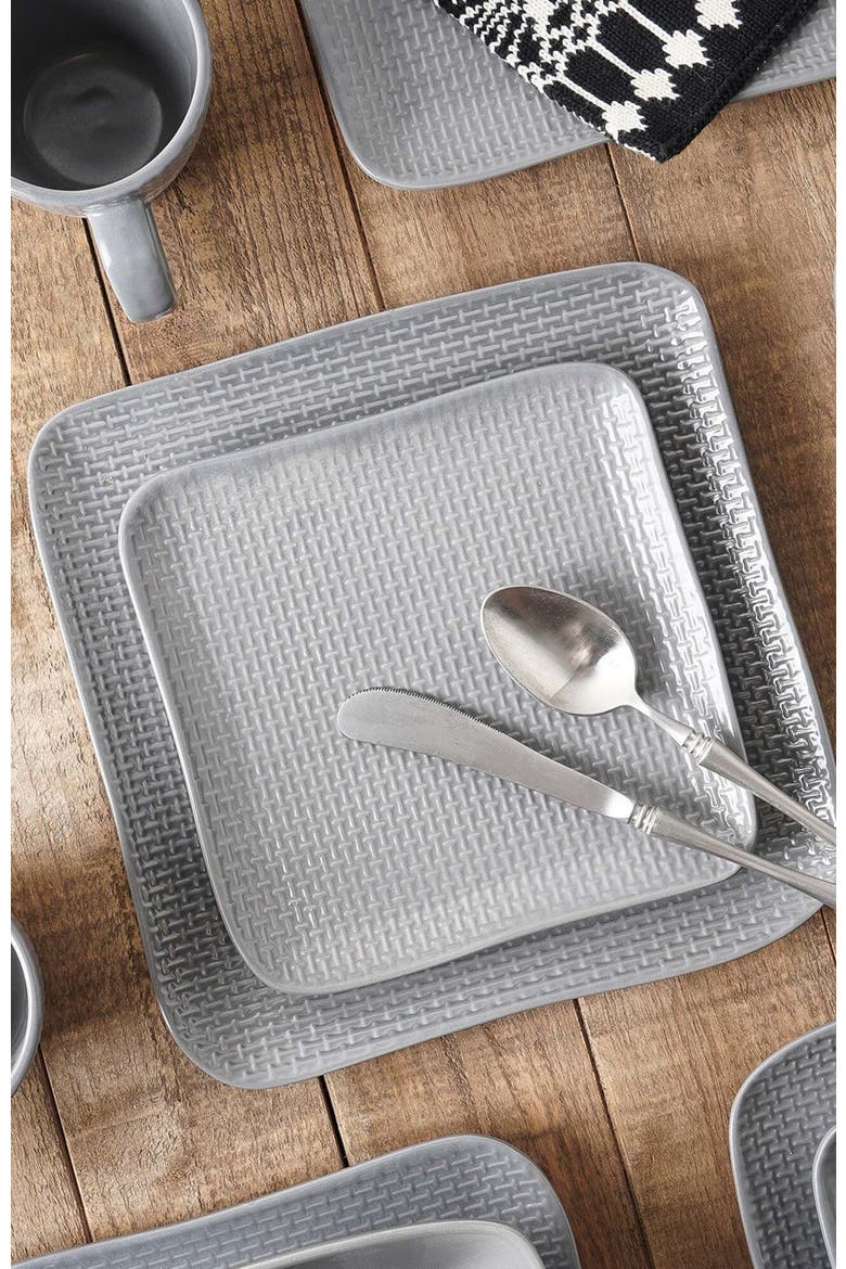 Olivia Stoneware 4-Piece Salad Plate Set, Alternate, color, Gray