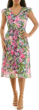 Nina Leonard V-Neck Sleeveless Fit & Flare Dress