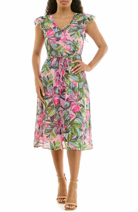 Nina Leonard V-Neck Sleeveless Fit & Flare Dress