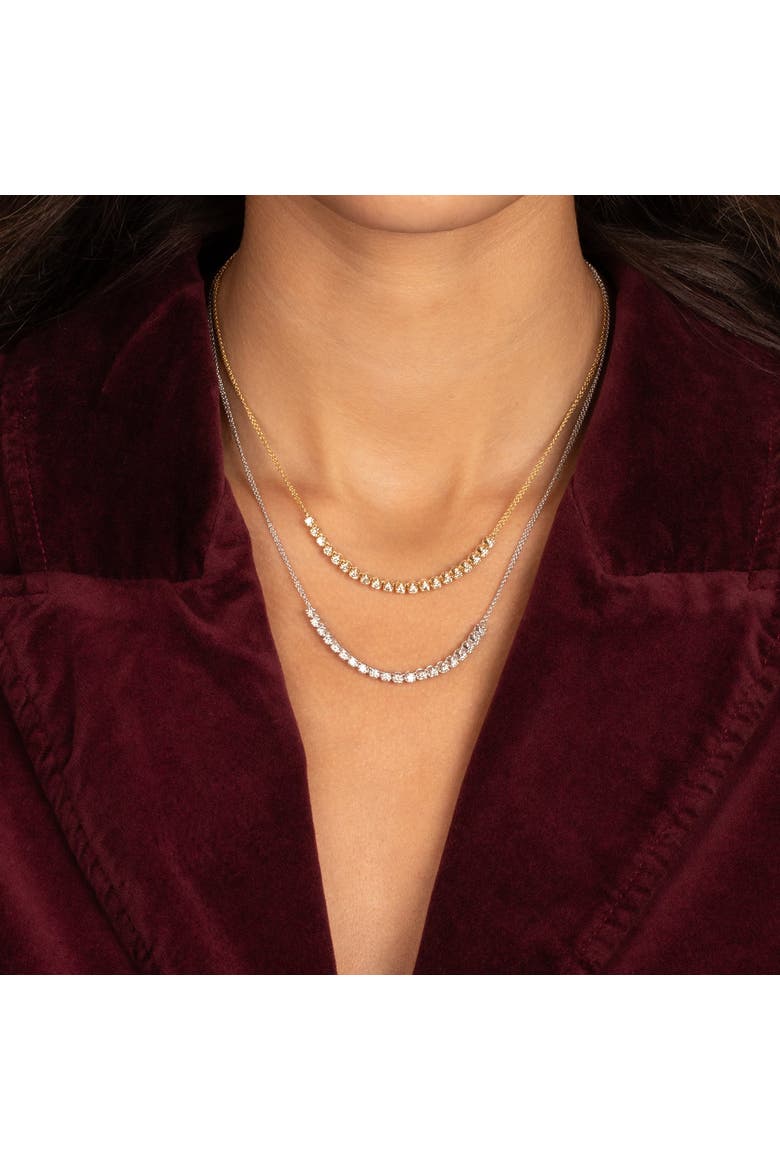 Diamond Bezel Half Tennis Double Chain Necklace 14K, Alternate, color, 14K White Gold