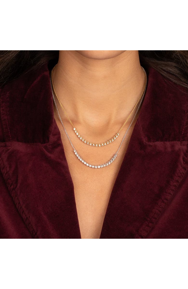 BY ADINA EDEN Diamond Bezel Half Tennis Double Chain Necklace 14K, Alternate, color, 14K White Gold