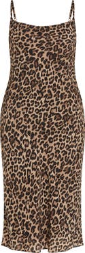 City Chic Kyra Leopard Print MIdi Slipdress
