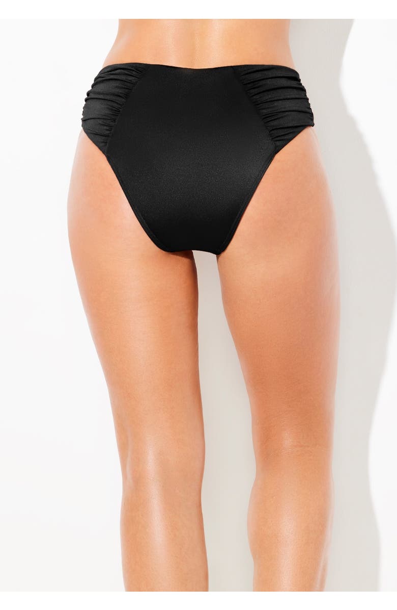 Swimsuits for All Shimmer Side Ruched Swim Brief, Alternate, color, Black