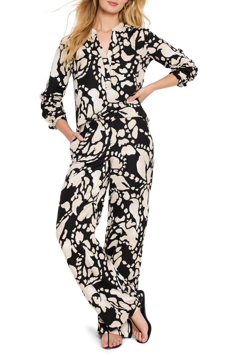 Evening Petal Linen Blend Top, Alternate, color, BLACK MULTI