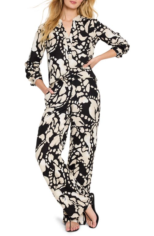 Nic + Zoe Evening Petal Woven Shirt In Black Multi In Black Multi