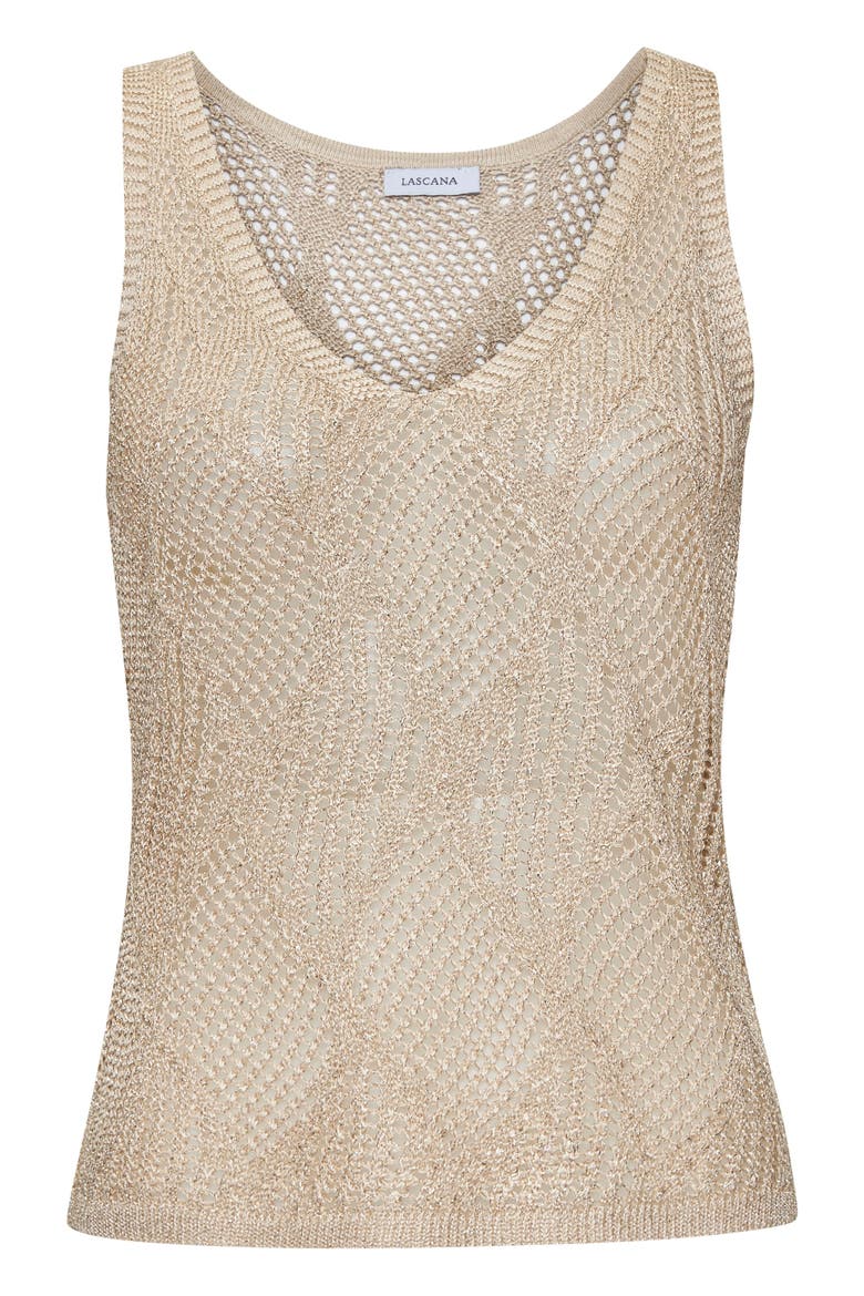 Crochet Open Work Tank Top, Alternate, color, Beige Gold