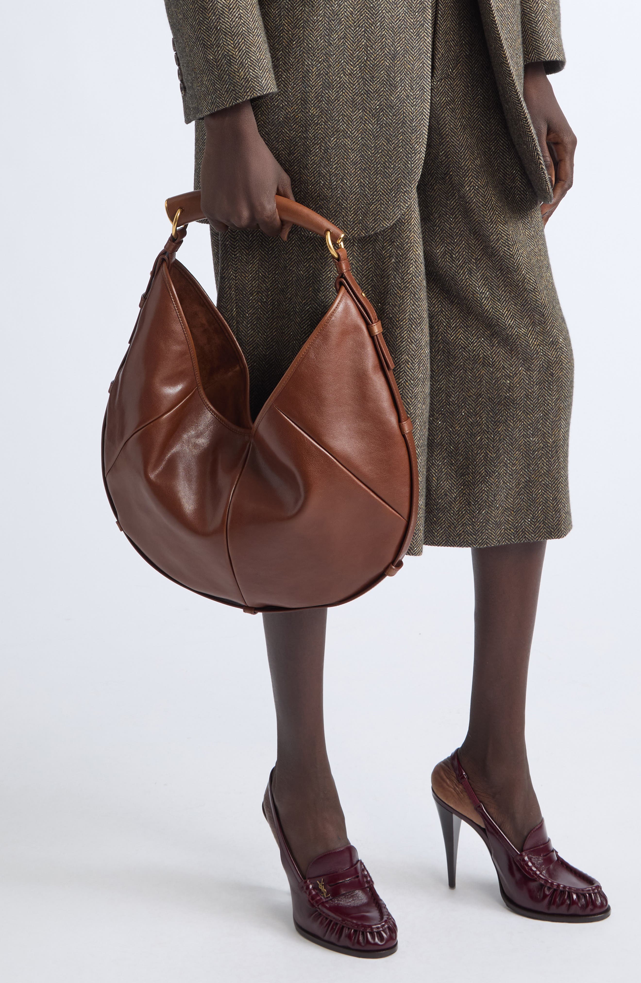 Medium Mombasa Leather Hobo Bag, Alternate, color, BURNT BREAD