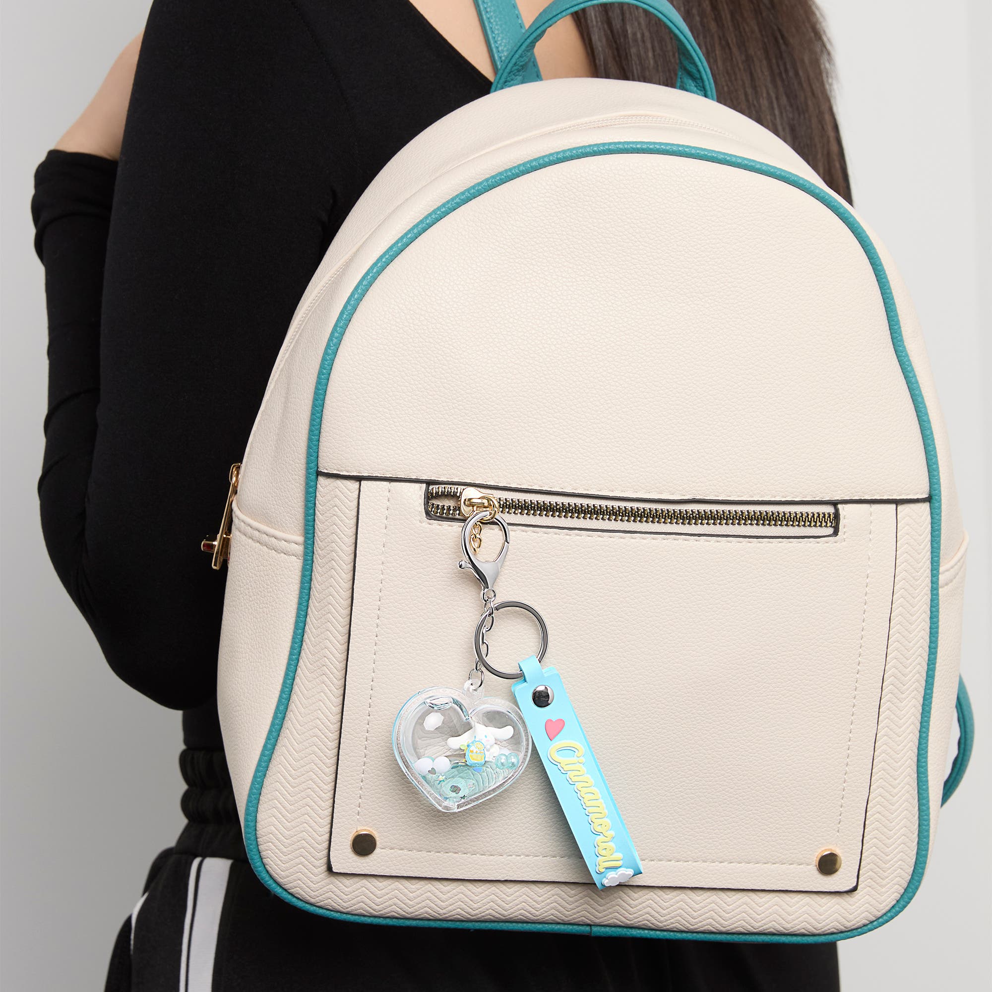 Hello Kitty Cinnamoroll Heart Liquid Keychain, Alternate, color, 