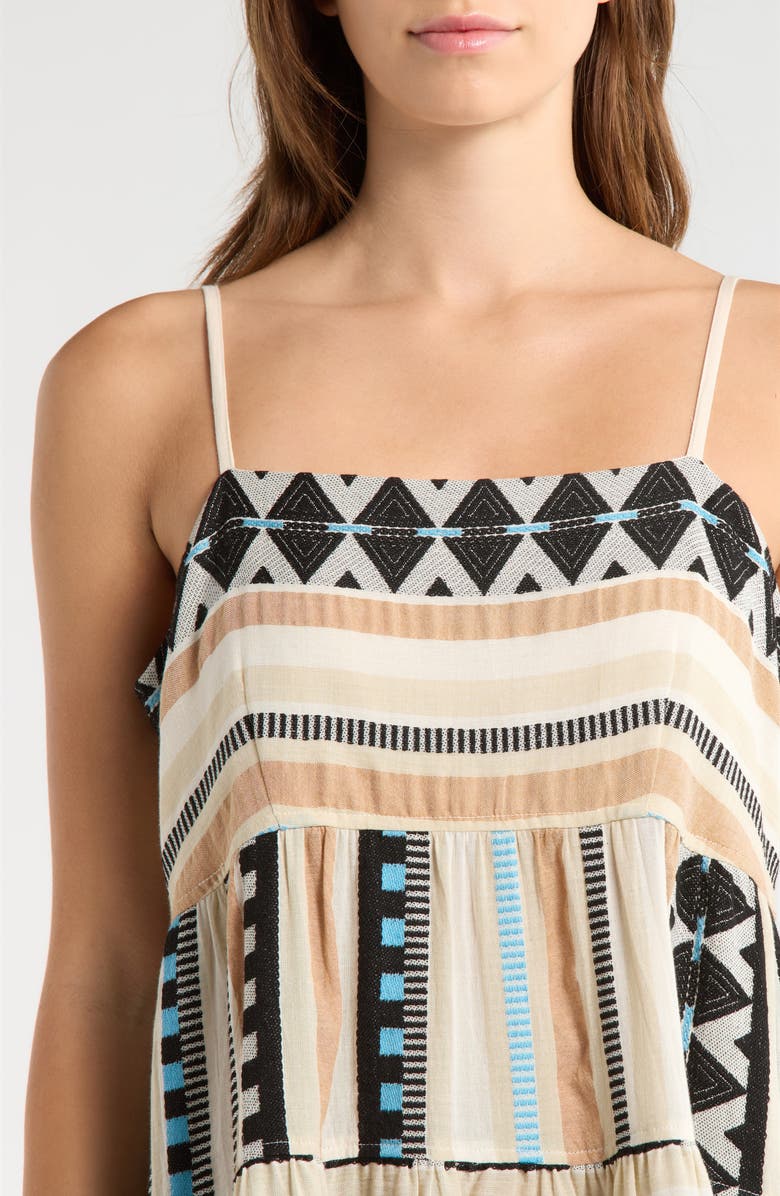 Elan Tiered Cotton Cover-Up Dress, Alternate, color, Neutral Aztec