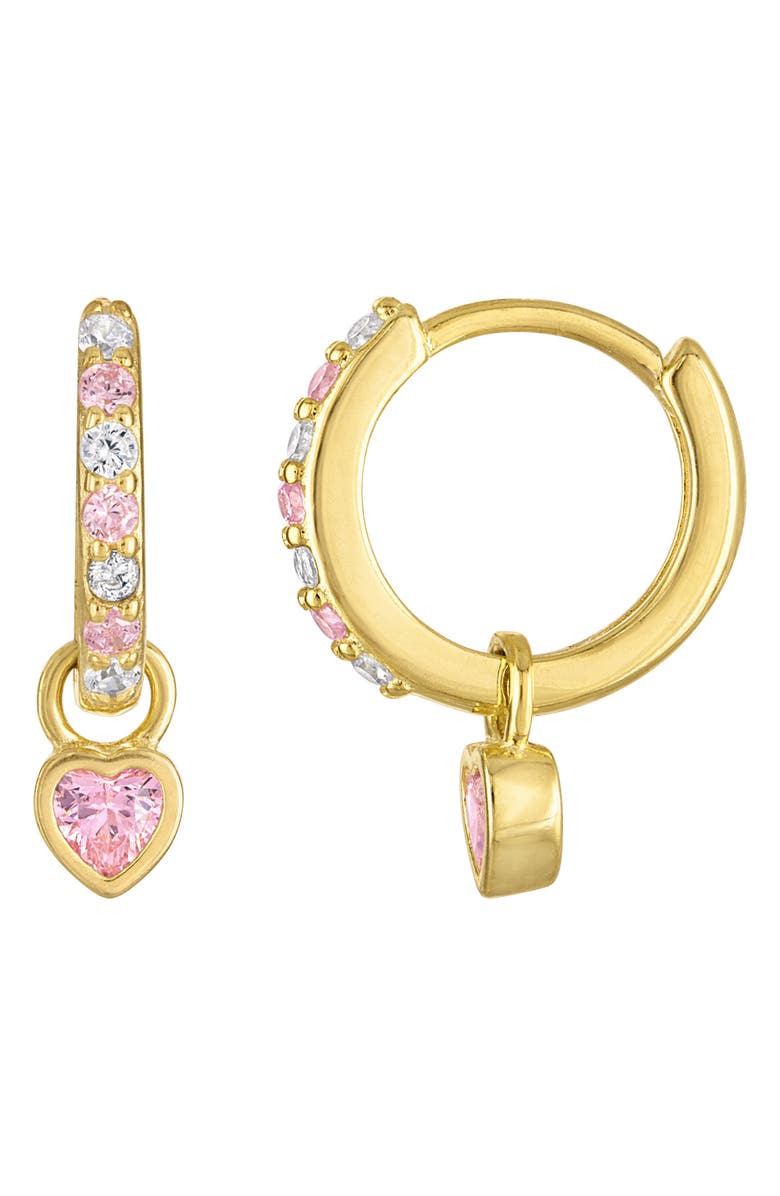 FZN Kid's Cubic Zirconia Huggie Hoop Earrings, Main, color, Yellow