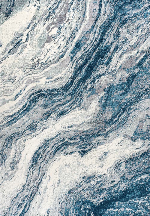 Jonathan Y Kassia Contemporary Glam Abstract Marble Area Rug In Navy/cream