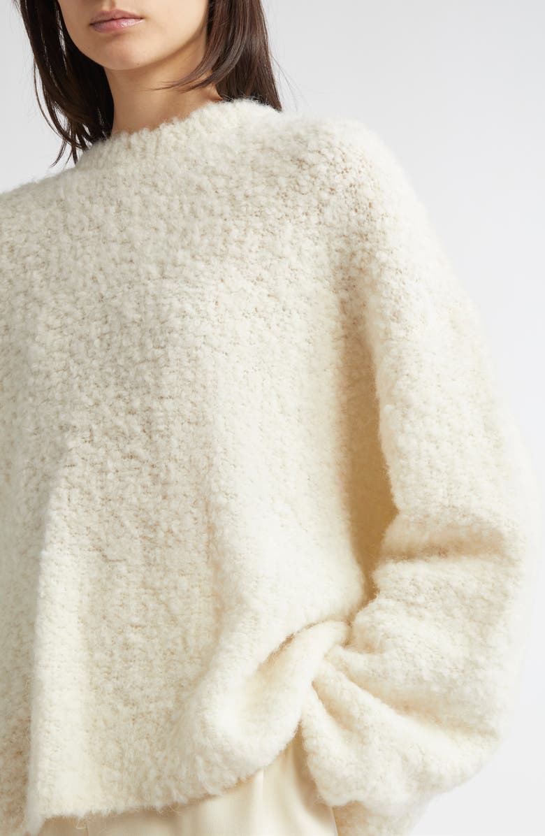 TOTEME Boxy Bouclé Alpaca Blend Sweater, Alternate, color, Milk