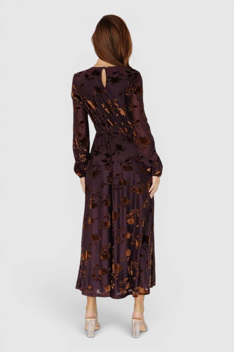 Thora Velvet Dress, Alternate, color, Deep Plum + Bronze