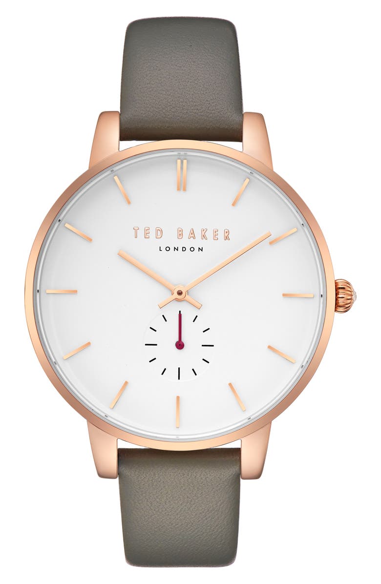 Ted Baker London Olivia Leather Strap Watch, Main, color, 