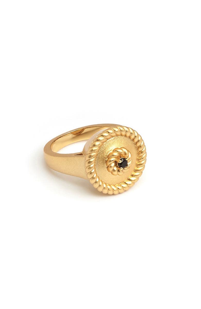 ZARUX EVIL EYE Pinky Ring, Main, color, Yellow Gold